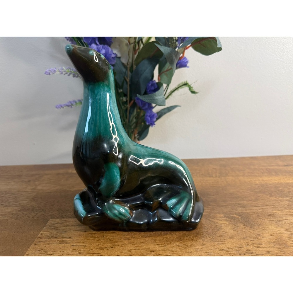 Blue Mountain Pottery Seal Planter Vintage Canadian Pottery Turquoise Green BMP